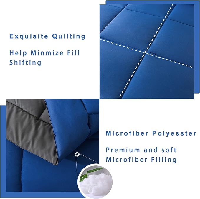 DOWNCOOL Blue/Grey Full Size Comforter Set - Image 4