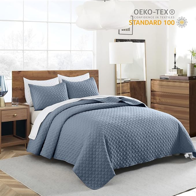 HORIMOTE HOME Quilt Queen Size Dusty Blue, Lightweight Quilts - Image 2