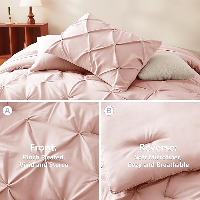 CozyLux Oversized King Comforter Sets Peach Pink, 7 Pieces Oversized King - Image 3