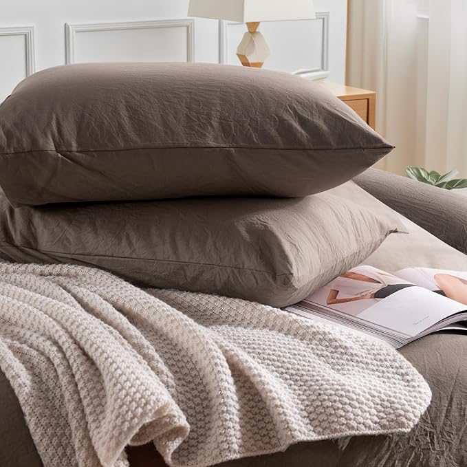 NEXHOME PRO 100% Washed Cotton Duvet Cover Twin Size, Ogranic Natural Linen - Image 7