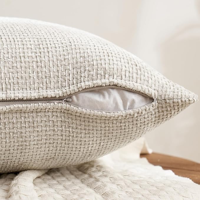 MIULEE Pack of 4 Couch Throw Pillow Covers 16x16 Inch Neutral Beige/Brown Soft - Image 7