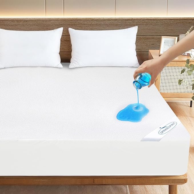 Short King Terry Mattress Protector Waterproof by SpringspiritBedding