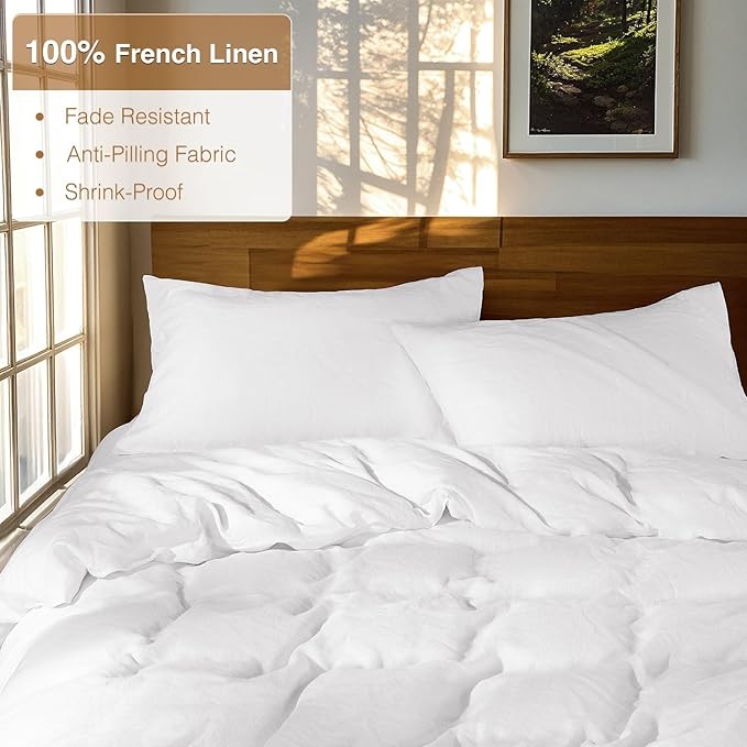 SONORO KATE 100% French Linen Duvet Cover Full Size, Soft Breathable - Image 2