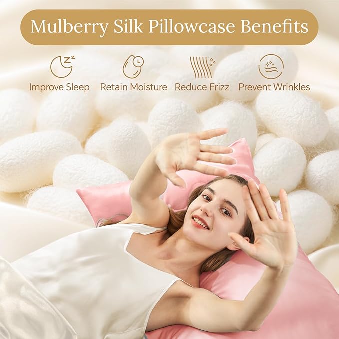 INFIIXSO Mulberry Silk Pillow Cases King Size Set of 2, Silk Pillowcase - Image 2