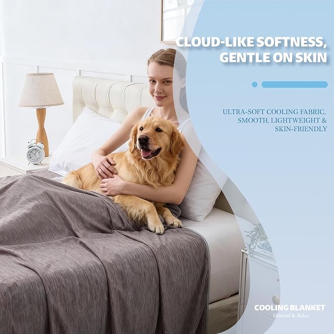 Cooling Blanket Throw Size, Cold Blanket Thin Lightweight Breathable Soft - Image 2