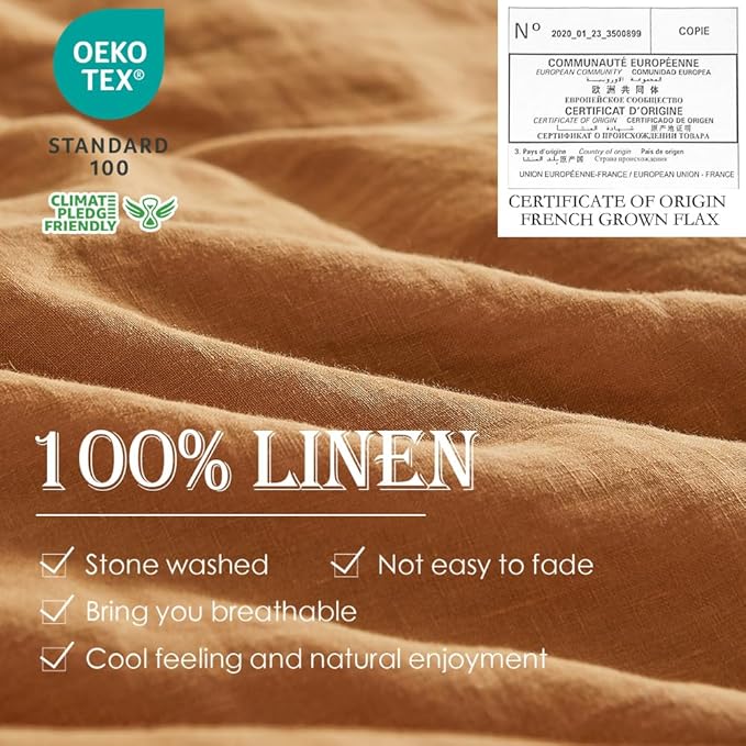 Simple&Opulence 100% Linen Duvet Cover Set 2pcs Basic Style Natural French - Image 2