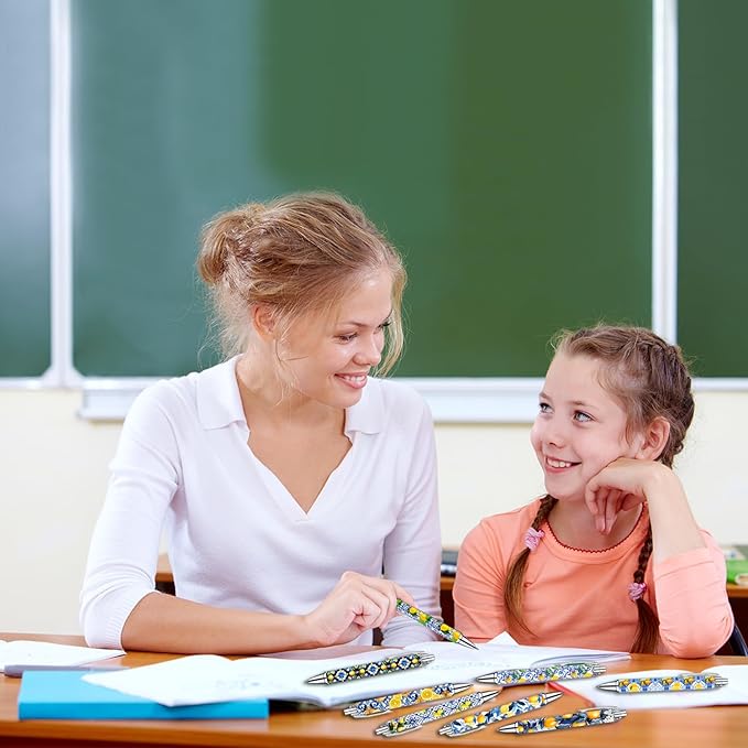 Capri Lemon Pens Set – Mediterranean-Inspired Ballpoint Pens for Girls, Students, and Stationery Lovers – Smooth Writing Pens for School, Journaling, or Gifts – Bright and Elegant Design, 8 Pack-DeskoryOffice