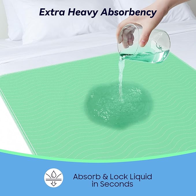 6 Pack 24” x 24” Extra Heavy Absorbency Washable Underpads, Waterproof Nursing - Image 3