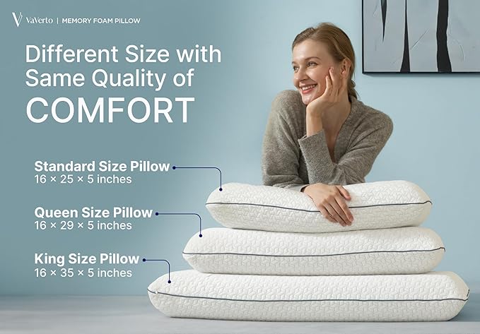 Vaverto Memory Foam Pillow 2-Pack – Cooling Gel-Infused Orthopedic Pillows - Image 8