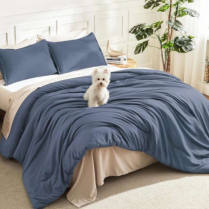 Litanika Comforters Bluish Grey Twin/Twin XL Size, 2 Pieces Lightweight Solid by Litanika