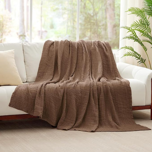 100% Cotton Muslin Blanket 50" x 60", Breathable and Lightweight Cotton Throw - Image 2