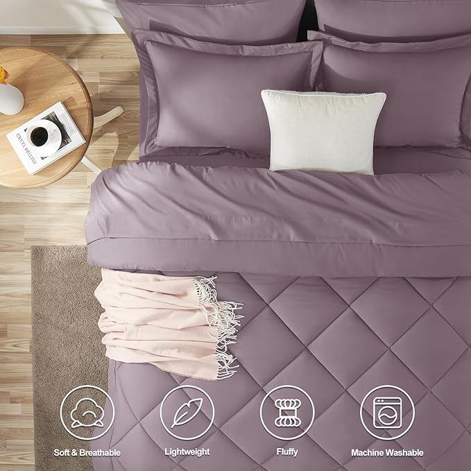 CozyLux King Size Comforter Set Dusty Purple - Image 2
