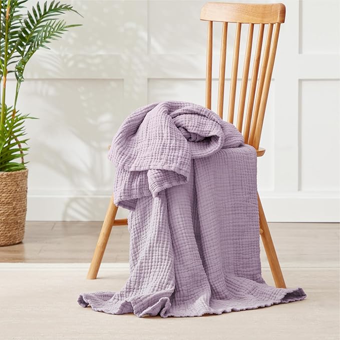 100% Cotton Muslin Blanket Twin XL 66" x 90", Breathable and Cooling Bed - Image 3