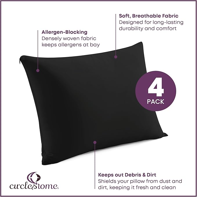 CirclesHome Pillow Protectors 4 Pack Standard Zippered - Image 2