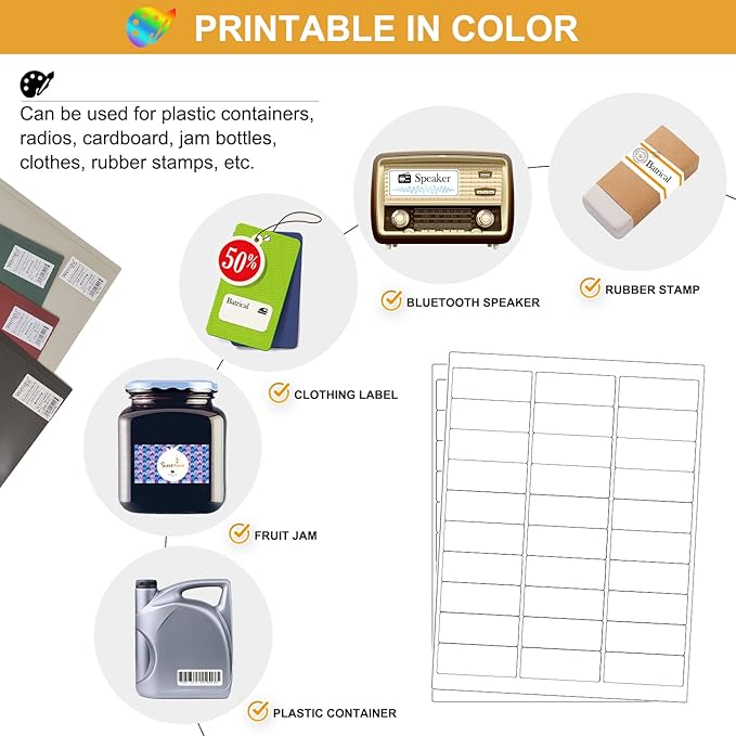 1" x 2-5/8" Address Labels 3000 Labels Sticker Paper for Laser/Ink Jet Printer mailing Labels 8.5"×11" White 30 per Sheet-DeskoryOffice