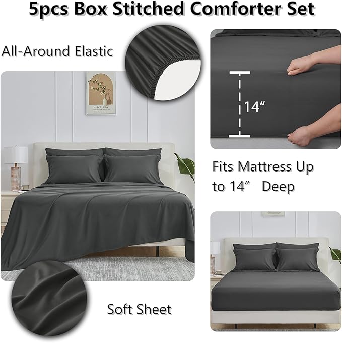 CozyLux Twin XL Comforter Set Dark Grey - Image 4
