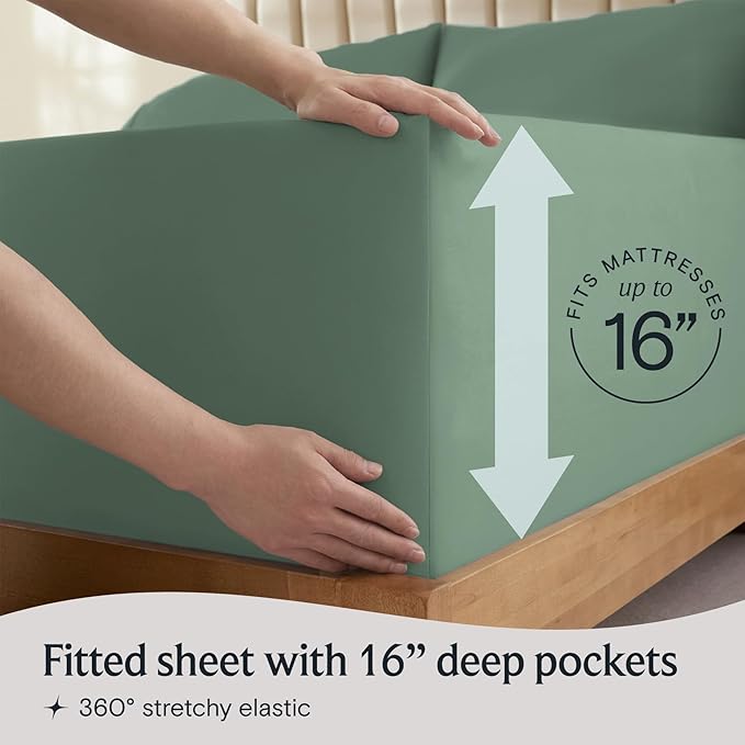 LuxClub 4 PC California King Sheet Set, Breathable Luxury Bed Sheets, Deep - Image 6