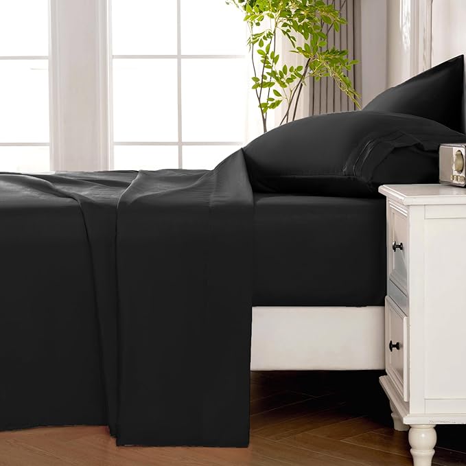 ROSE&RISY Black Twin Sheet Set, 3 Pieces Soft Bedding Queen Sheet Set, - Image 3