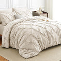 HIMEET Pintuck Bed in a Bag, 7 Pieces Full Size Comforter Set Beige, Luxury by Unknown