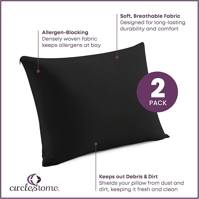 CirclesHome Pillow Protectors 2 Pack Queen Zippered - Image 2