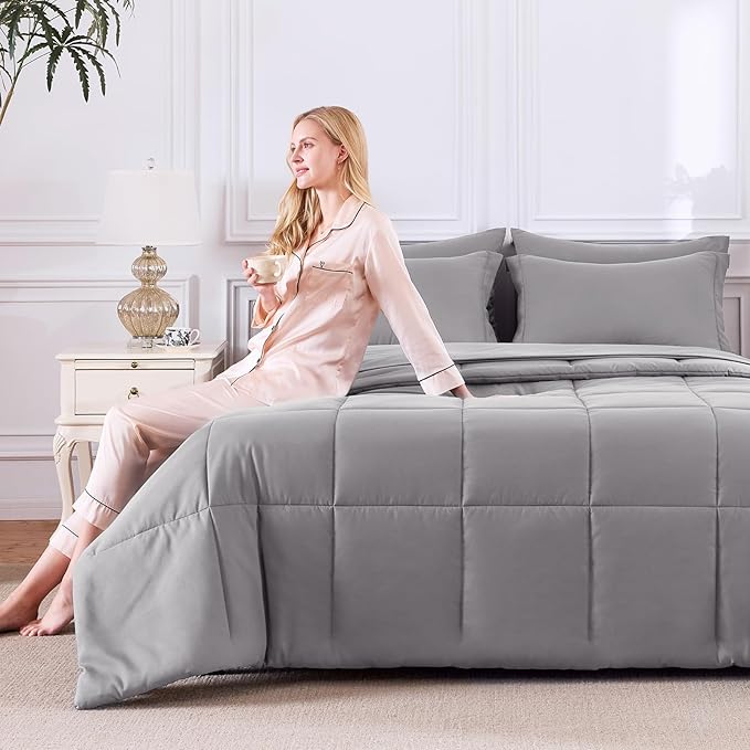 CozyLux Full Size Comforter Sets Grey - Image 8