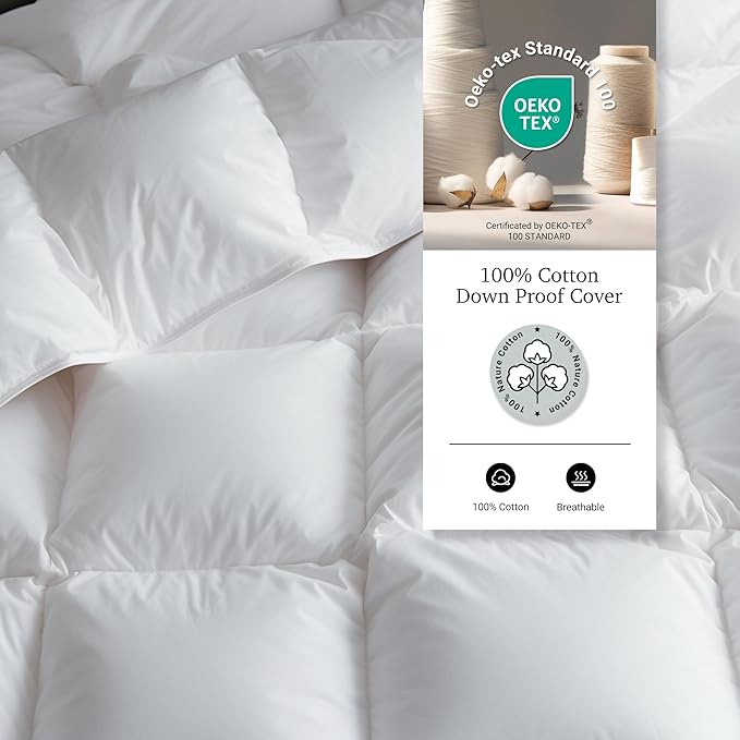 Hotel Grand Luxury White Goose Feather Down Fiber Comforter Full Queen Size - Image 3