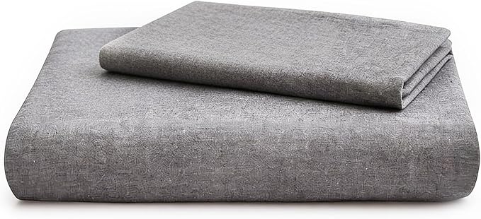 LOVQUE Light Grey Cotton Duvet Cover Twin Size, Linen Like Natural Bedding Set - Image 7
