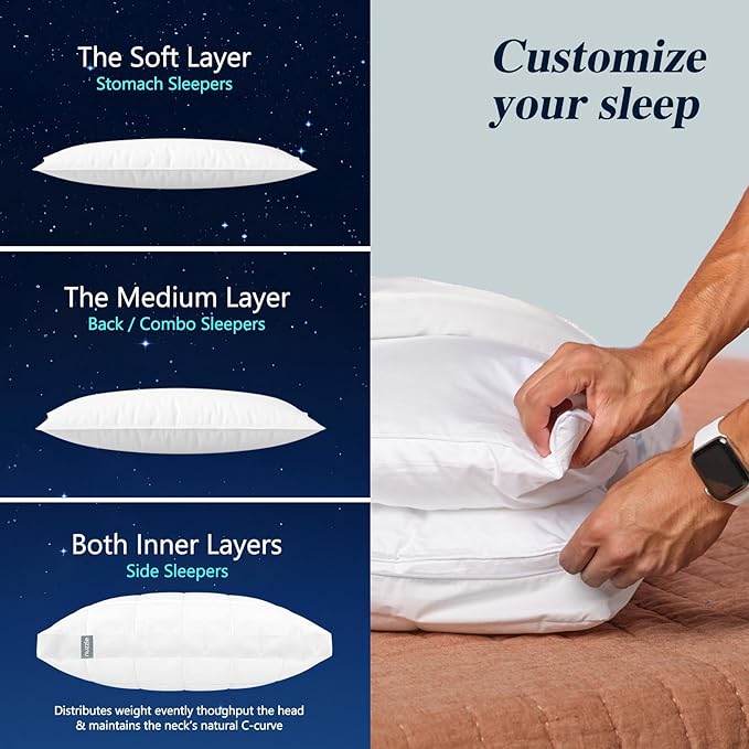 Nuzzle Pillows Standard Size Set of 4 Cooling Adjustable Pillows - Image 4