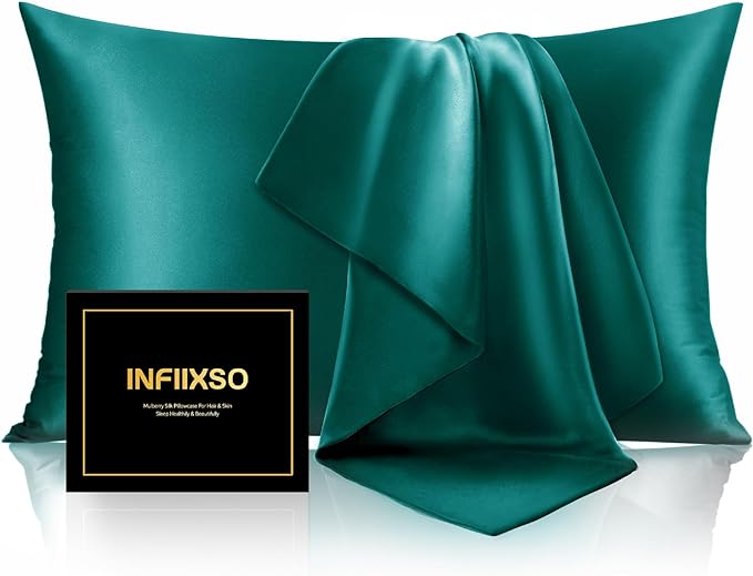 INFIIXSO Silk Pillow Cases 2 Pack Standard Size, Ultra Smooth & Soft Mulberry by INFIIXSO