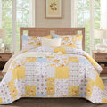 Anibedding Yellow Patchwork Quilt Set King Size Boho Floral Plaid Bedspread by Anibedding