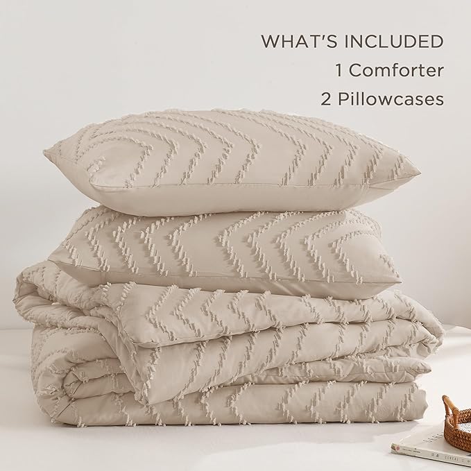 Andency Khaki Comforters Queen Size Set, Boho Beige Soft Fluffy Tan Warm - Image 6