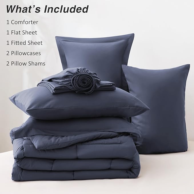 Love's cabin Queen Comforter Set Indigo Blue, 7 Pieces Queen Bed in a Bag - Image 8
