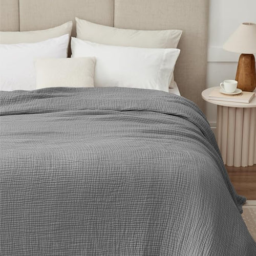 100% Cotton Muslin Blanket King 108" x 90", 6 Layers Breathable and Lightweight - Image 2