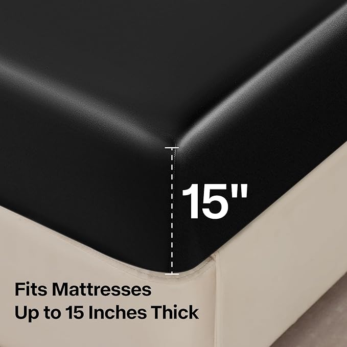 BEDELITE Satin Fitted Sheet and Pillowcases Set, Luxury Soft Similar to Silk - Image 5