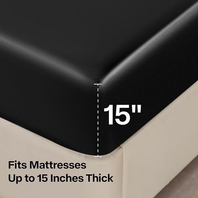 BEDELITE Satin Fitted Sheet and Pillowcase Set, Luxury Soft Similar to Silk - Image 5
