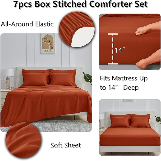 CozyLux Full Size Comforter Sets Terracotta - Image 4