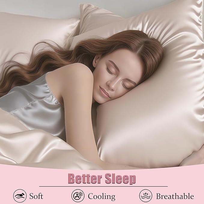 Mulberry Silk King Size Pillow Cases Set of 2, Ultra Smooth Soft Breathable - Image 4