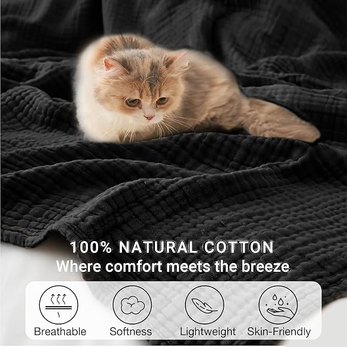 100% Cotton Muslin Blanket Twin 66" x 90", 6 Layers Breathable and Lightweight - Image 5