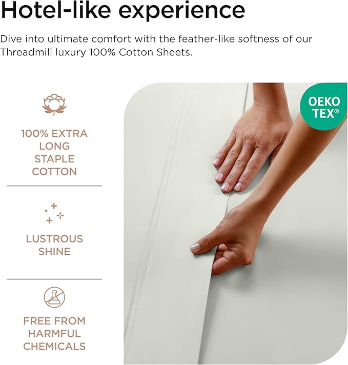 Threadmill Luxury 800 Thread Count California King 100% Cotton Sheets - Image 3