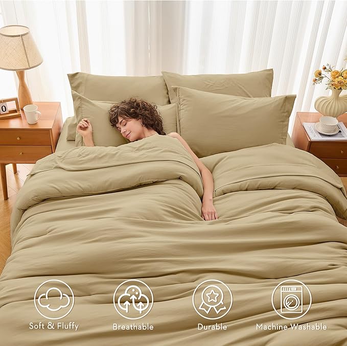 MUXHOMO 7 Pieces Queen Comforter Set, Soft Bed in a Bag Queen Size, All Season - Image 2
