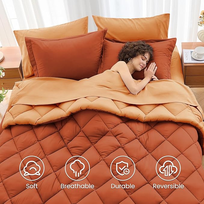 MUXHOMO 7 Pieces Full Comforter Set, Reversible Bed in a Bag Full Size - Image 6