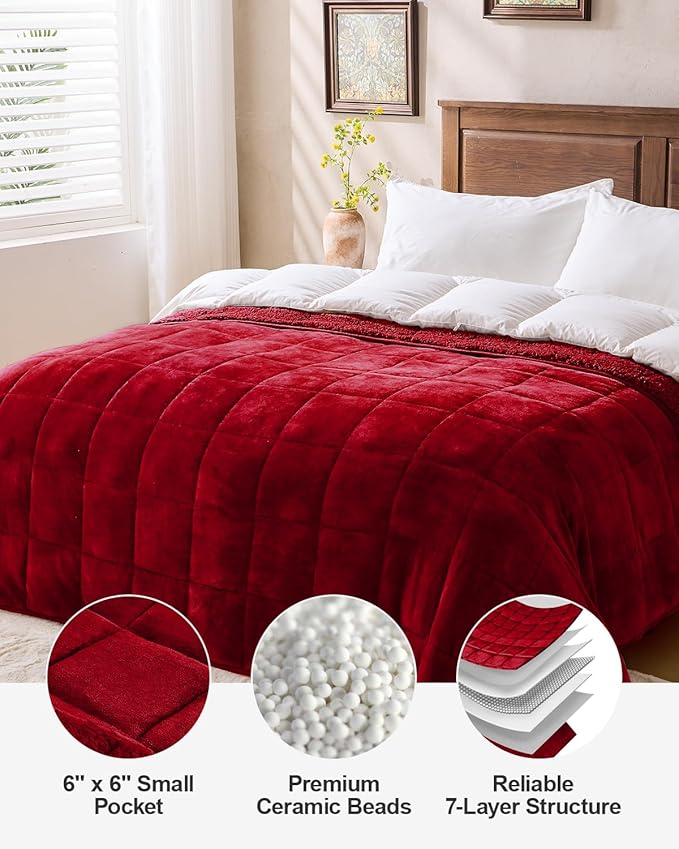 Super Fuzzy Soft Sherpa Fleece Weighted Blanket, 20 lbs Dual Sided Fluffy Heavy - Image 6