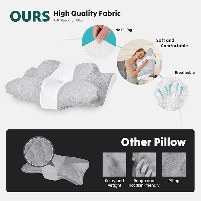 DUMOS Cervical Neck Pillow for Sleeping, Cooling Ergonomic Memory Foam Pillow - Image 2