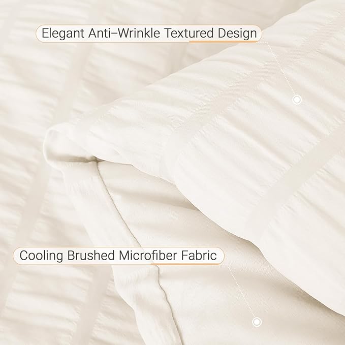 MUXHOMO 5 Pieces Twin Comforter Set, Seersucker Bed in a Bag Twin Size - Image 6