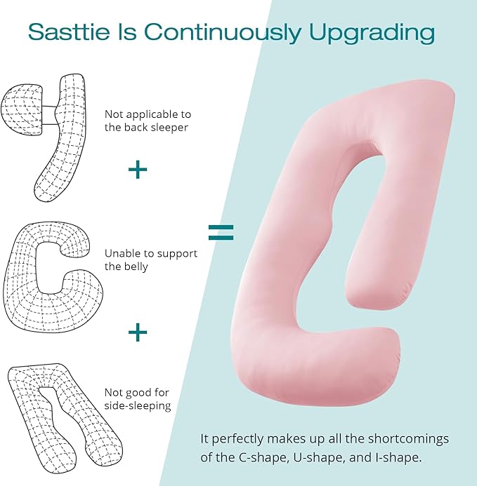 Sasttie Pregnancy Pillows for Sleeping, Jumbo U Shaped Cooling Full Body Pillow - Image 5