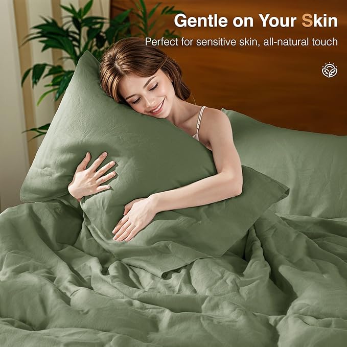 SONORO KATE 100% French Linen Duvet Cover Queen Size, Soft Breathable - Image 6