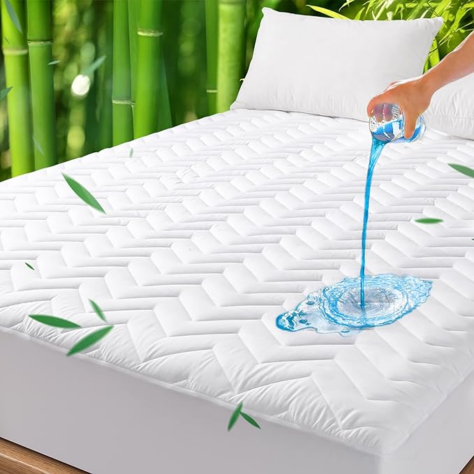 Unilibra Queen Size Waterproof Mattress Pad Rayon Made from Bamboo, Quilted by Unilibra