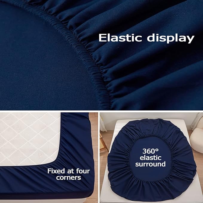 Bedding Twin Size Fitted Sheet Only-Twin Size Deep Pocket Bottom Sheet Fits - Image 4