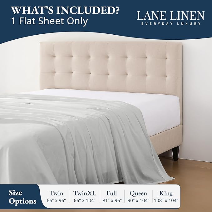 Lane Linen 100% Organic Cotton Twin XL Size Flat Sheet Only - Image 2