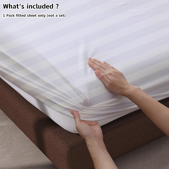 100% Egyptian Cotton Fitted Sheet King Size, 600 Thread Count, Single Fitted - Image 4